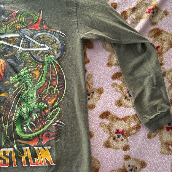Green BMX long sleeve with cool 3D graphic - Picture 3 of 4